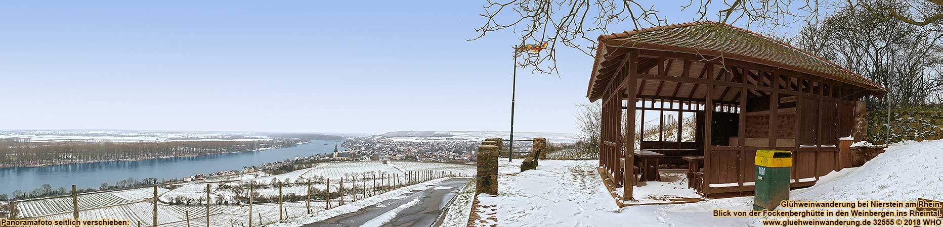 Neujahrswanderung, Fackelwanderung, Glhweinwanderung bei Nierstein in Rheinhessen, Rast in der Fockenberghtte in den Weinbergen mit hausgemachtem Glhwein.